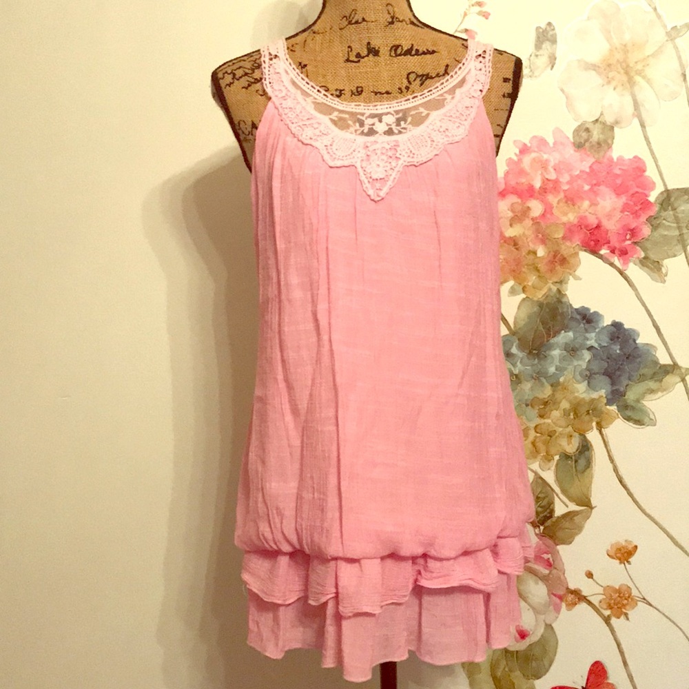 Pink ruffle top
